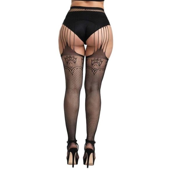 NEW! Sexy Lace Cut Out Fishnet Garter Stockings - Picture 4 of 10